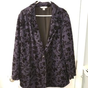 Old Navy 3X Navy Ponte Blazer with Black Flocking